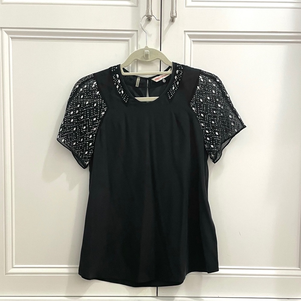Rebecca Taylor Silk Embellished Top - Sz 0